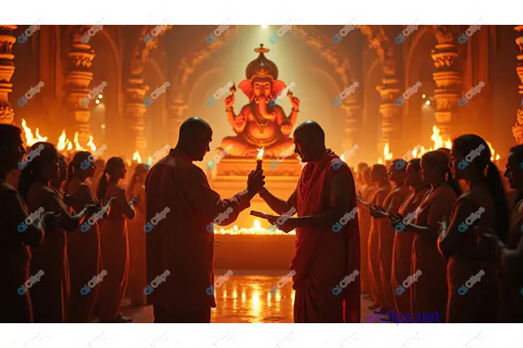 Ganesh Chaturthi Ritual with Devotees in Temple