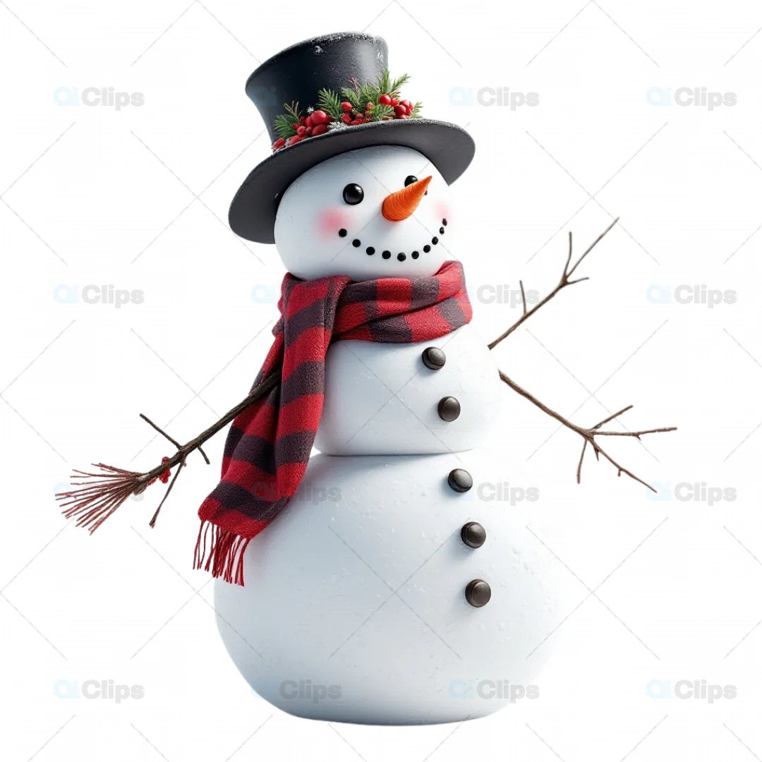 Festive Cartoon Snowman 3D Model