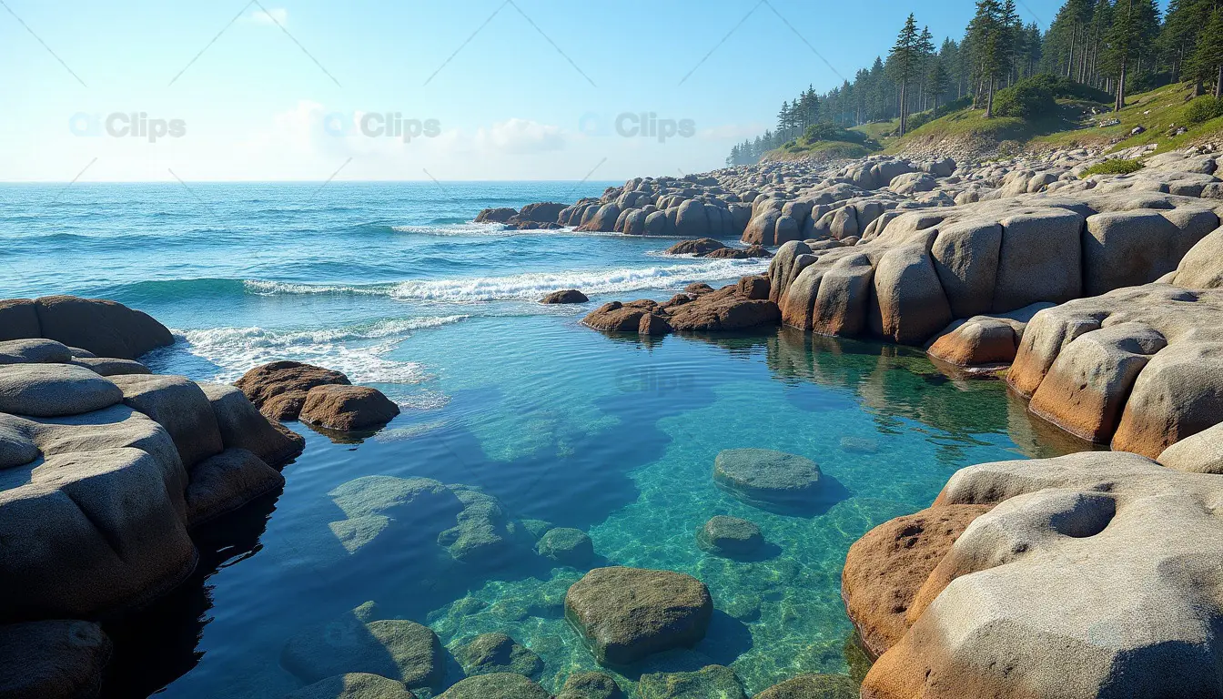 Rocky Coastal Shoreline with Crystal Clear Pools