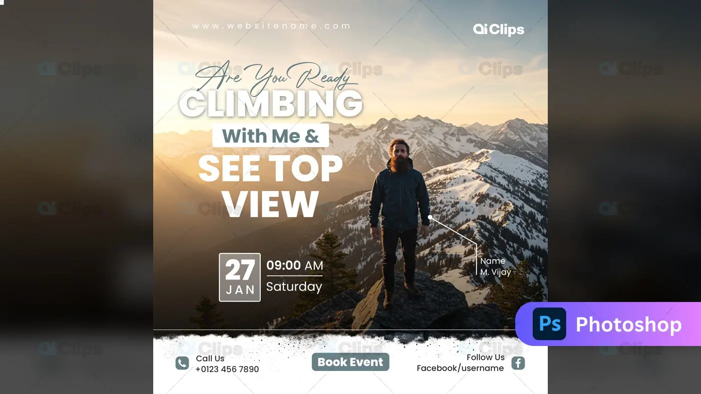 Mountain Peak Adventure Event Social Media Template