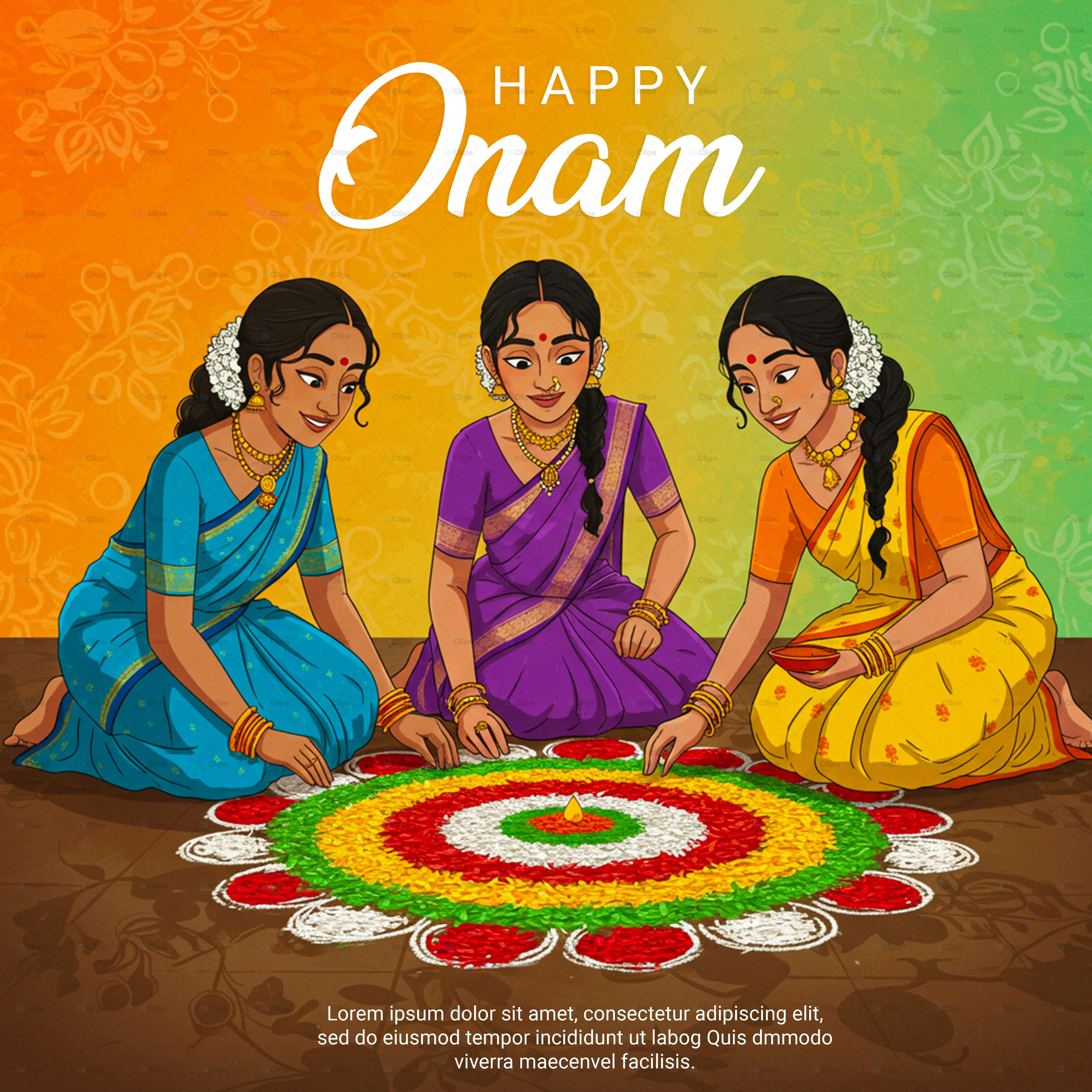 Happy Onam Celebration Flyer PSD Template
