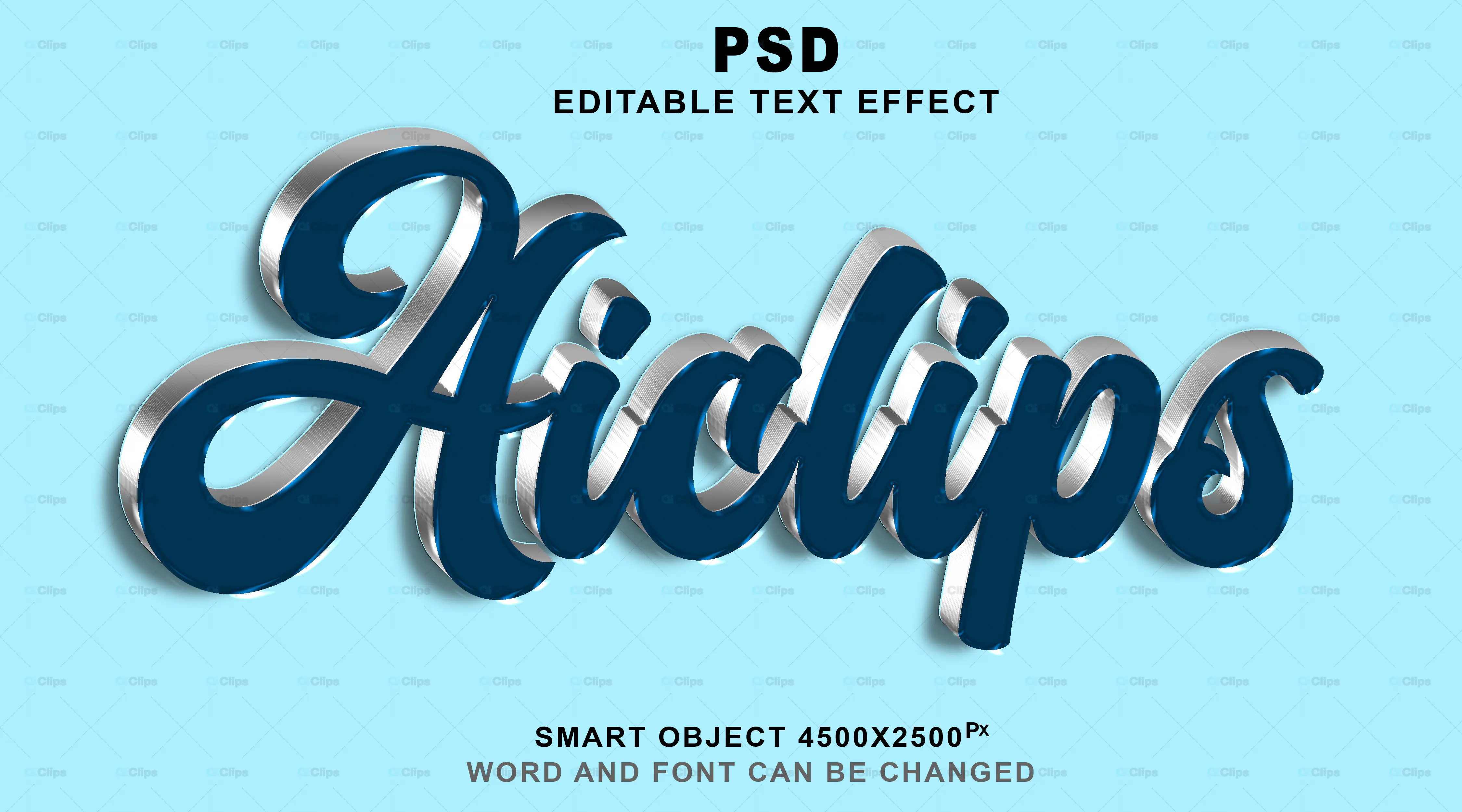 Stylish 3D Script Text Effect PSD