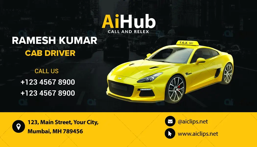 Professional Taxi Driver Business Card Photoshop PSD Template | AIClips