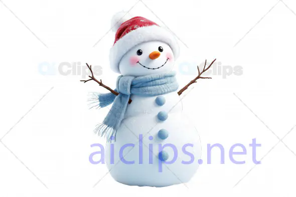 Cheerful Christmas Snowman 3D Model with Santa Hat