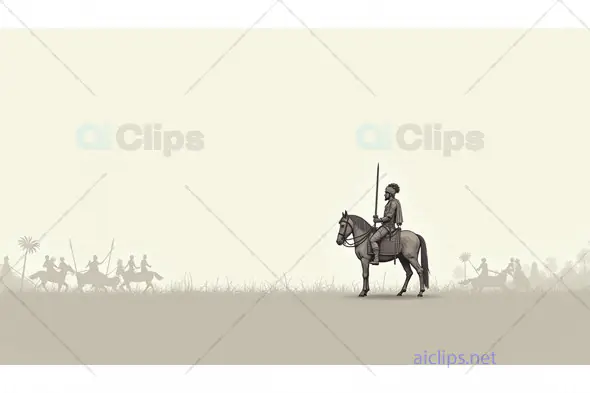Warrior on Horseback with Army in the Distance
