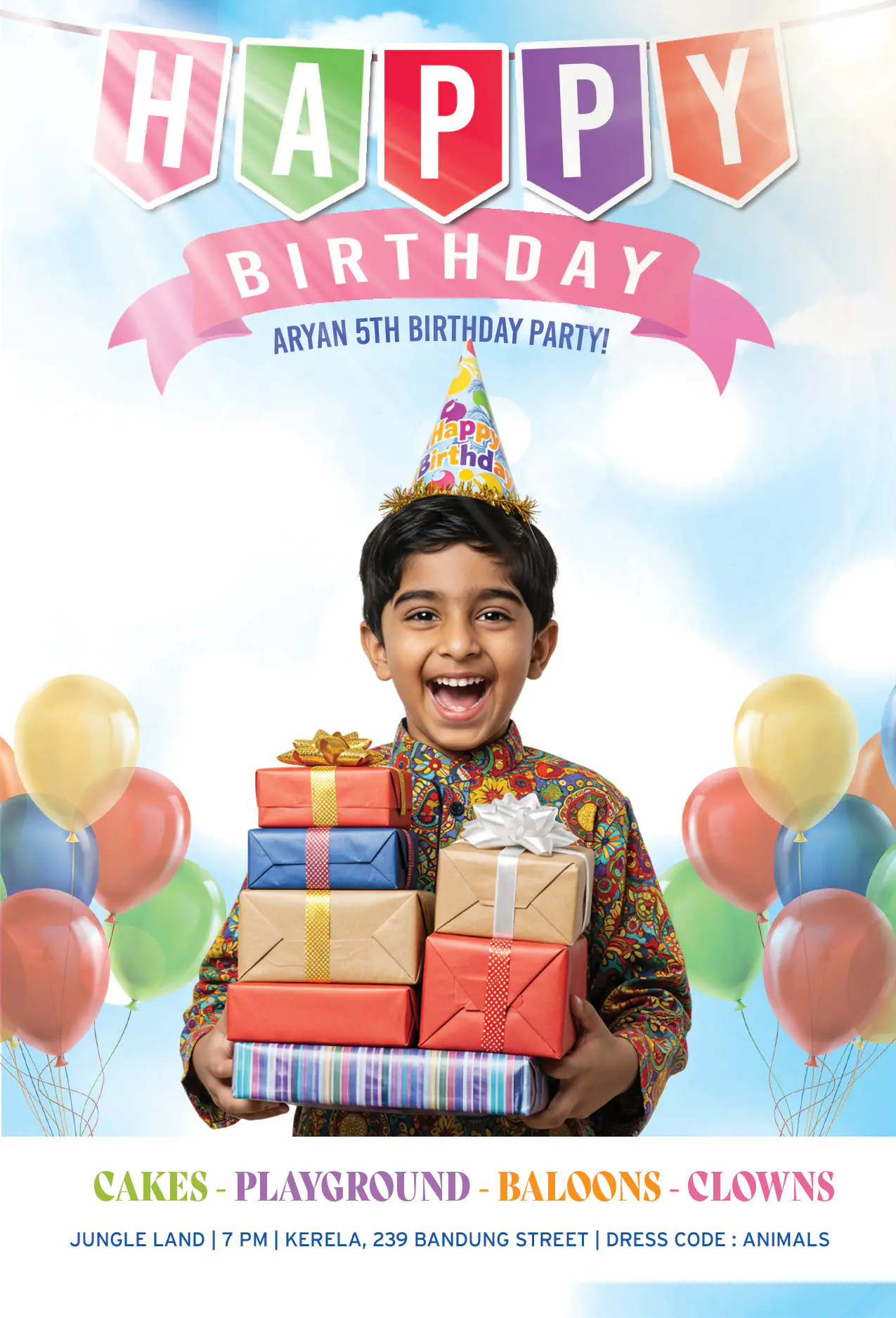 Colorful Kids Birthday Invitation Template