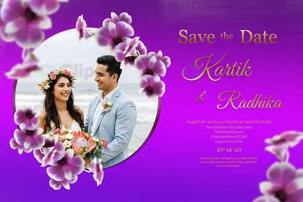 Floral Save the Date Wedding Invitation PSD Template