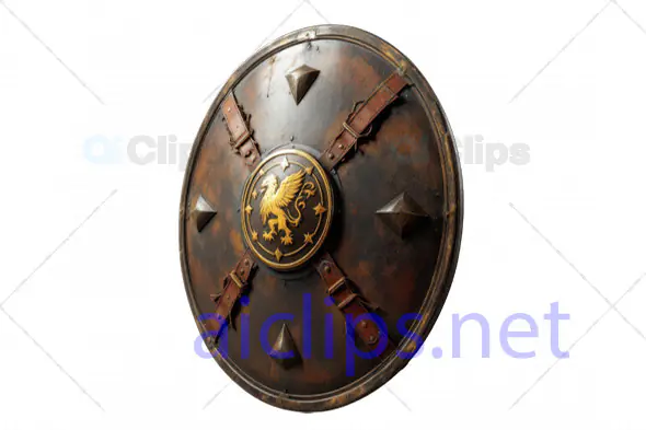 Medieval Warrior Shield with Golden Griffin Emblem - 3D Model