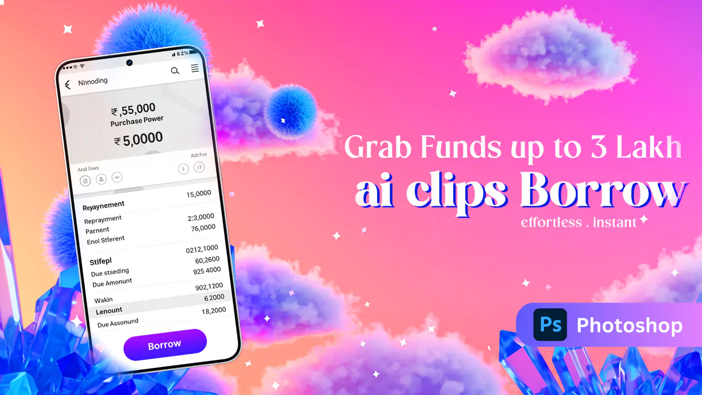 Instant Loan App Promo  Template with Fantasy Cloud Background