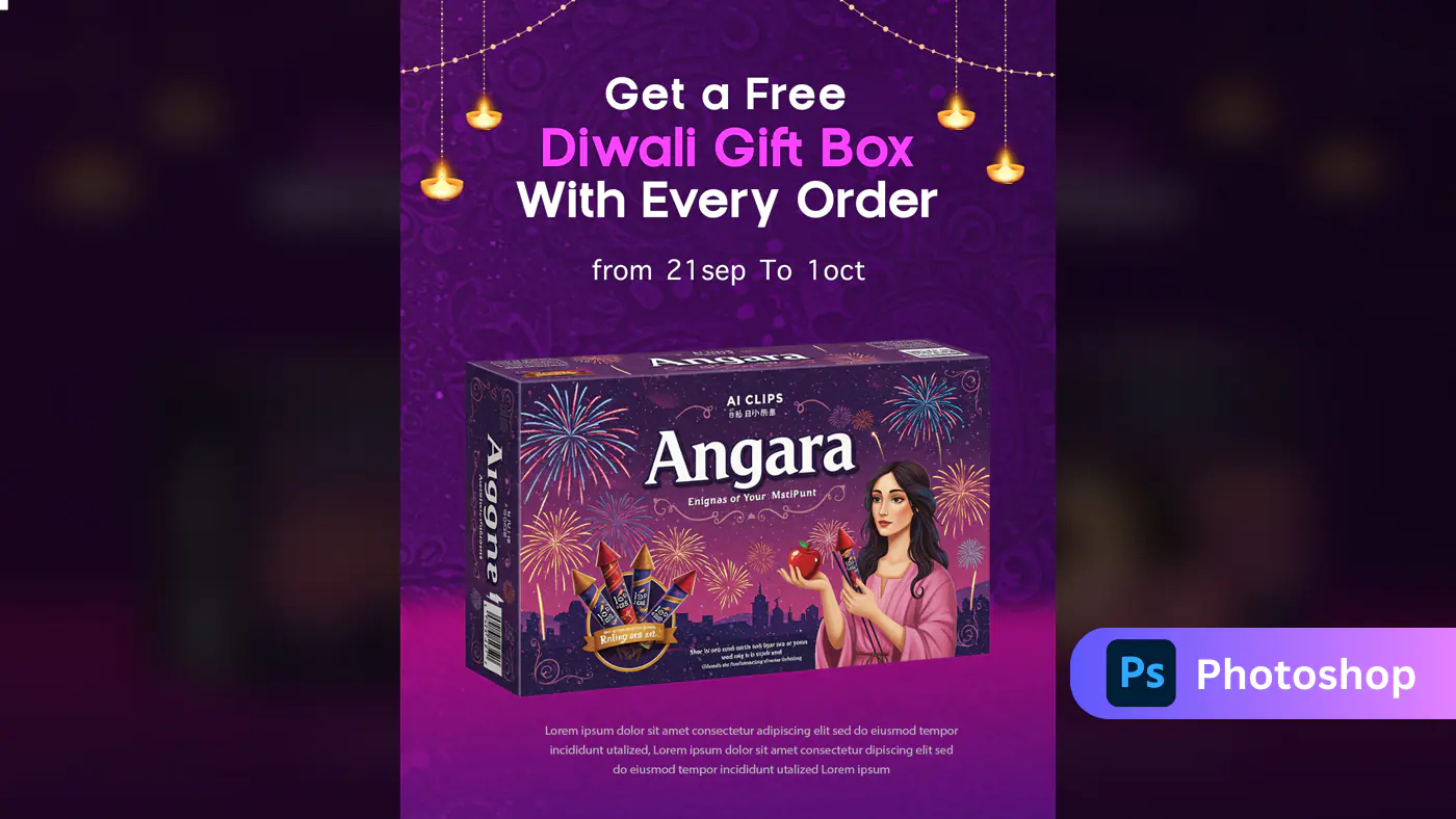 Diwali Offers Gift Box PSD Template