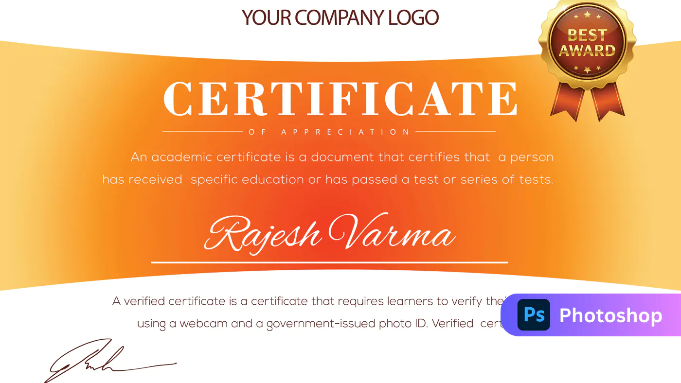Vibrant Orange Certificate Template