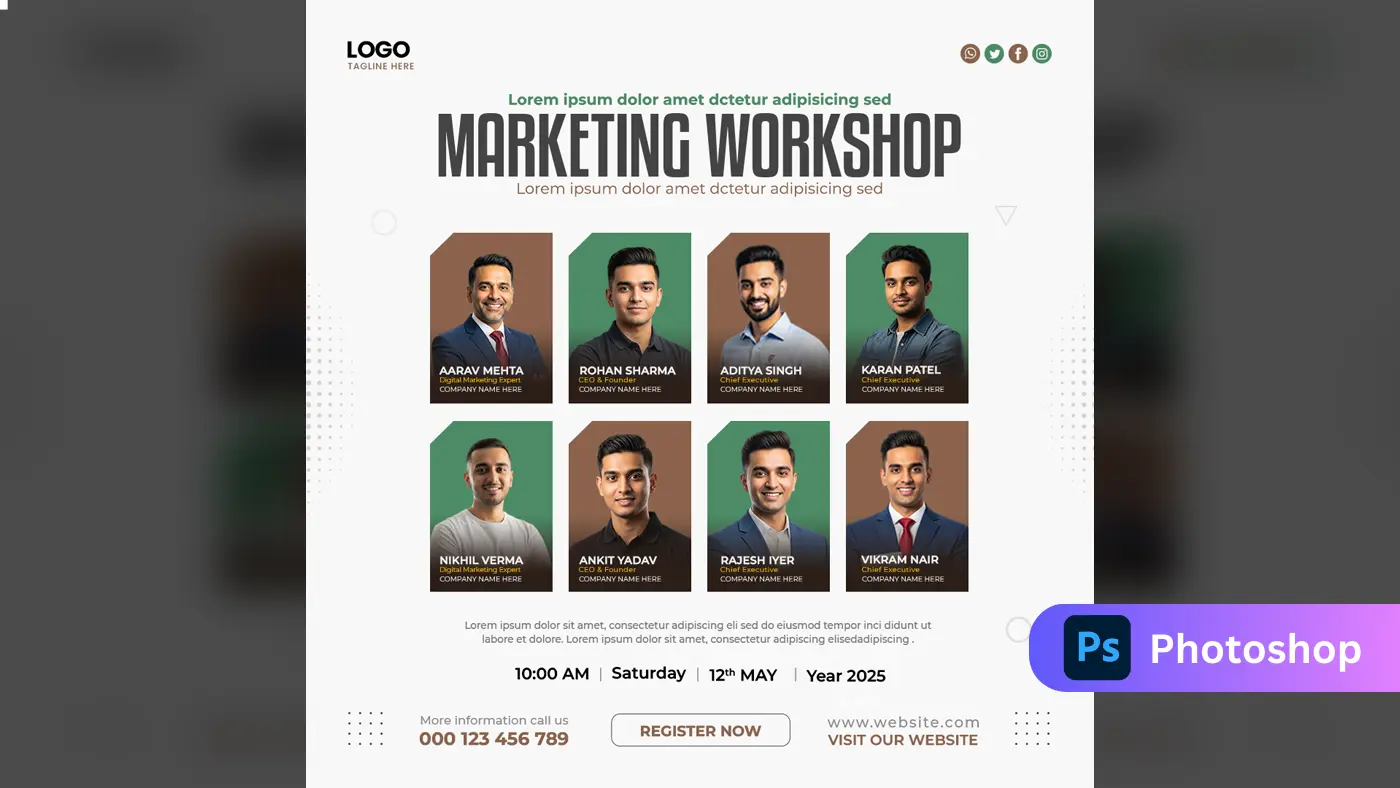 Professional Marketing Workshop Speakers Template