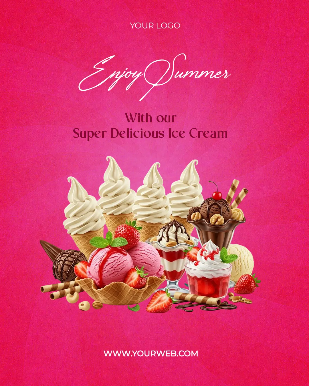 Summer Desserts & Ice Cream Social Media Ad