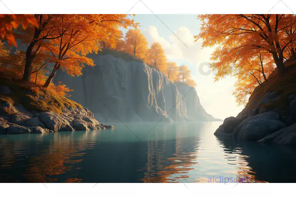 Autumn Cliffs Overlooking Tranquil Lake