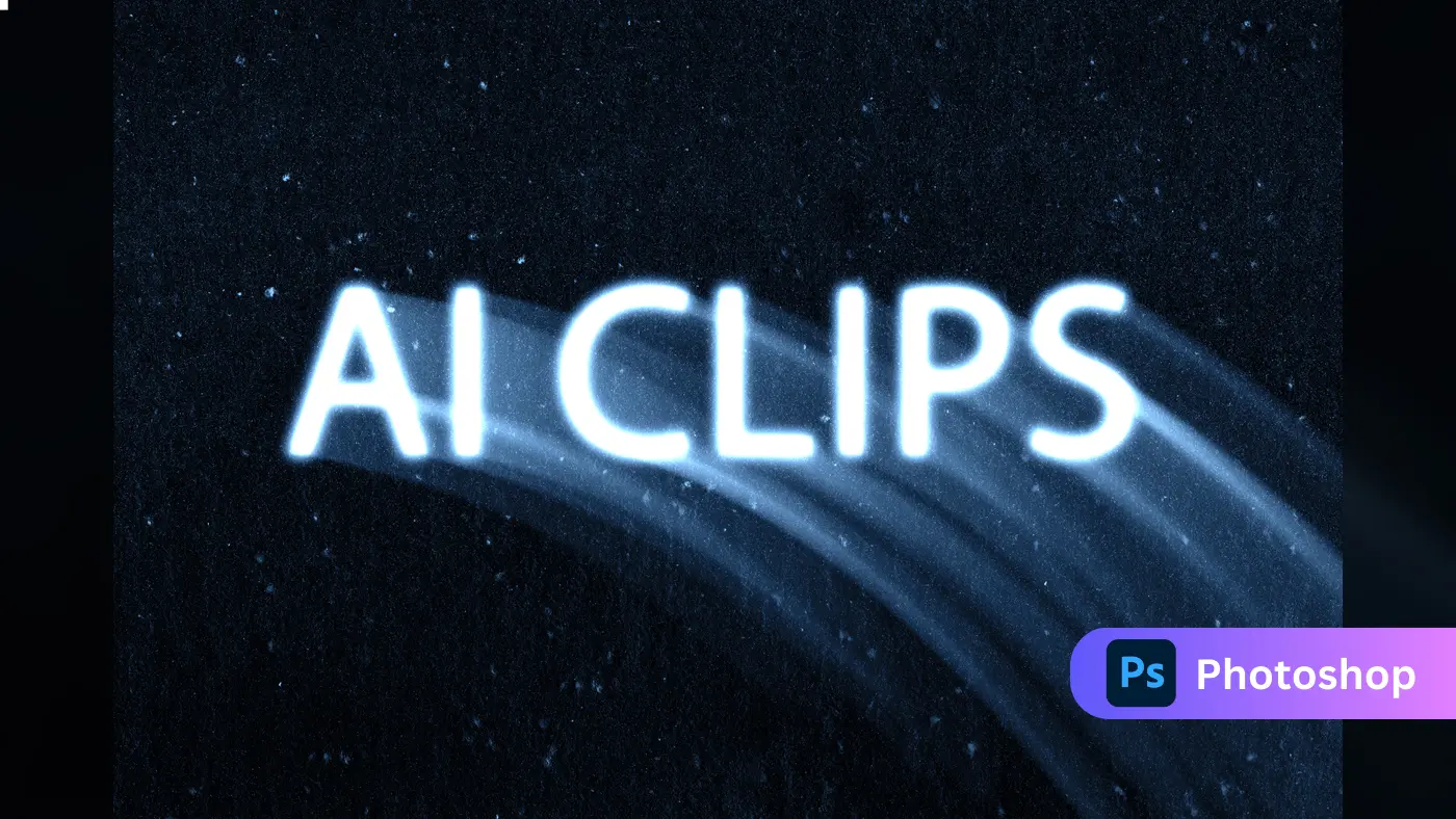Neon Blue Light Streak Text