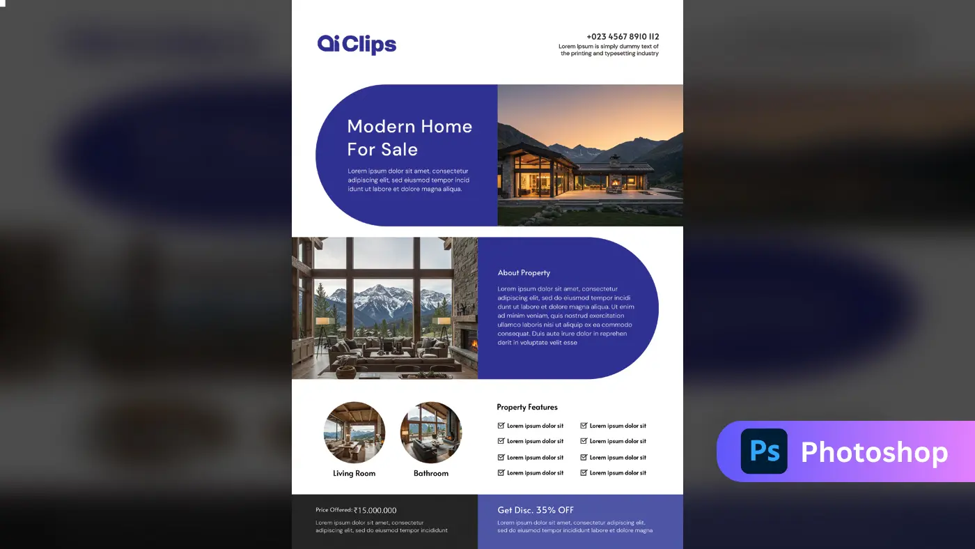 Modern Luxury Mountain Home Real Estate Social Media Template