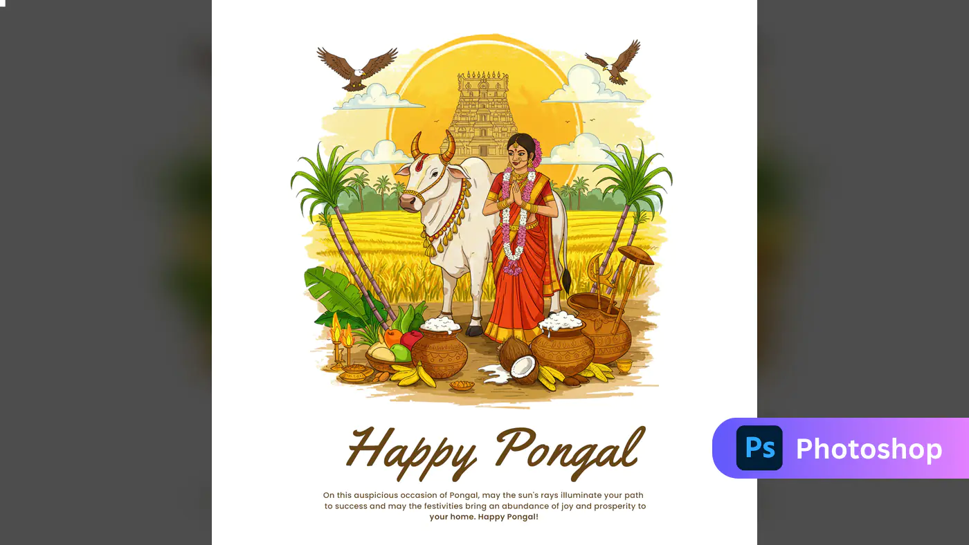 Pongal Festival Celebration Illustration