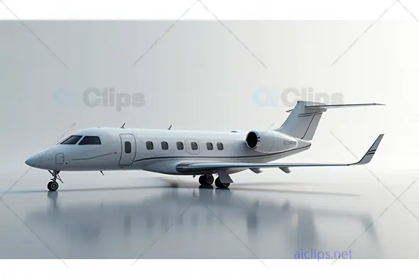 Modern Private Jet on Sleek Reflective Surface