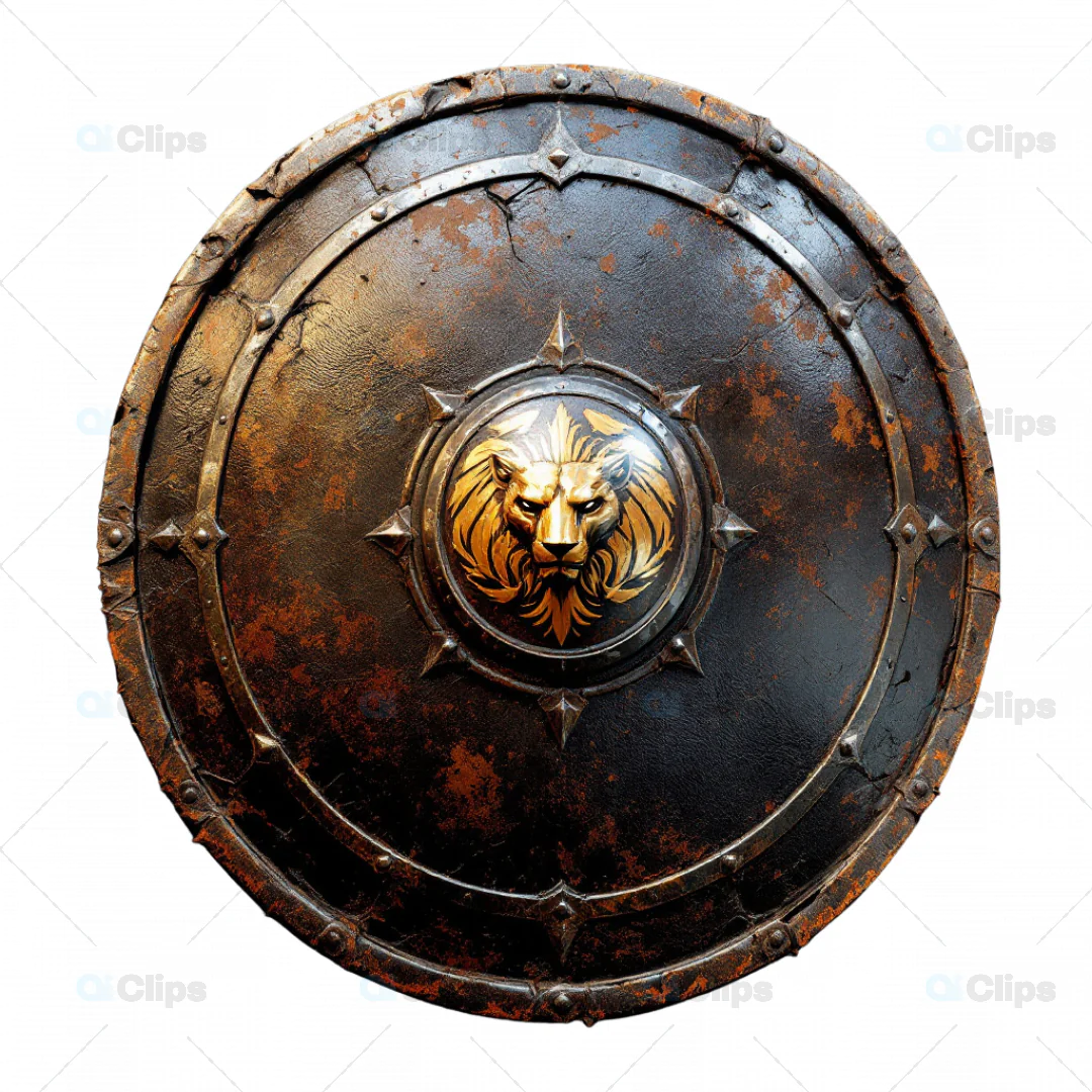 Medieval Lion Shield 3D Model with Battle-Worn Finish