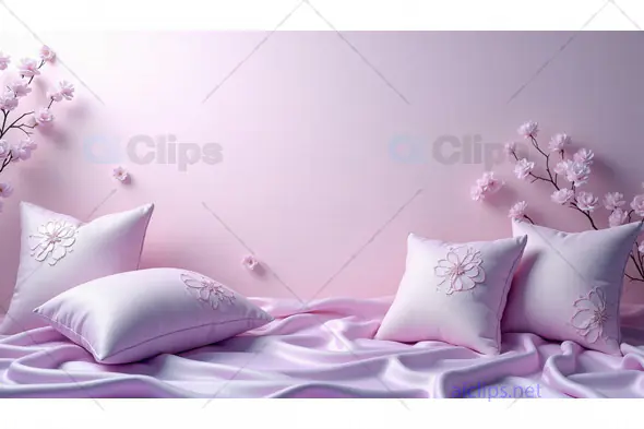 Soft Pink Floral Pillow Arrangement with Sakura Blossoms