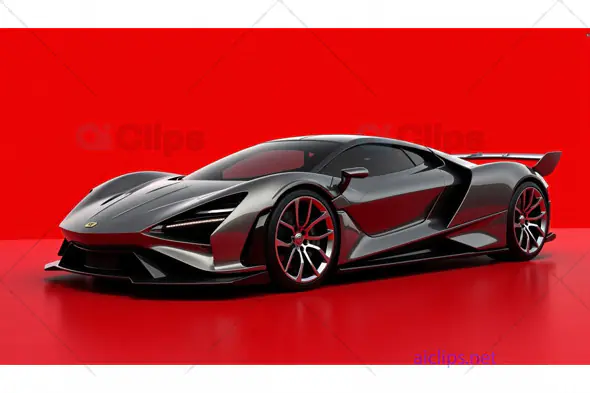 Luxury Futuristic Sports Car on Bold Red Background