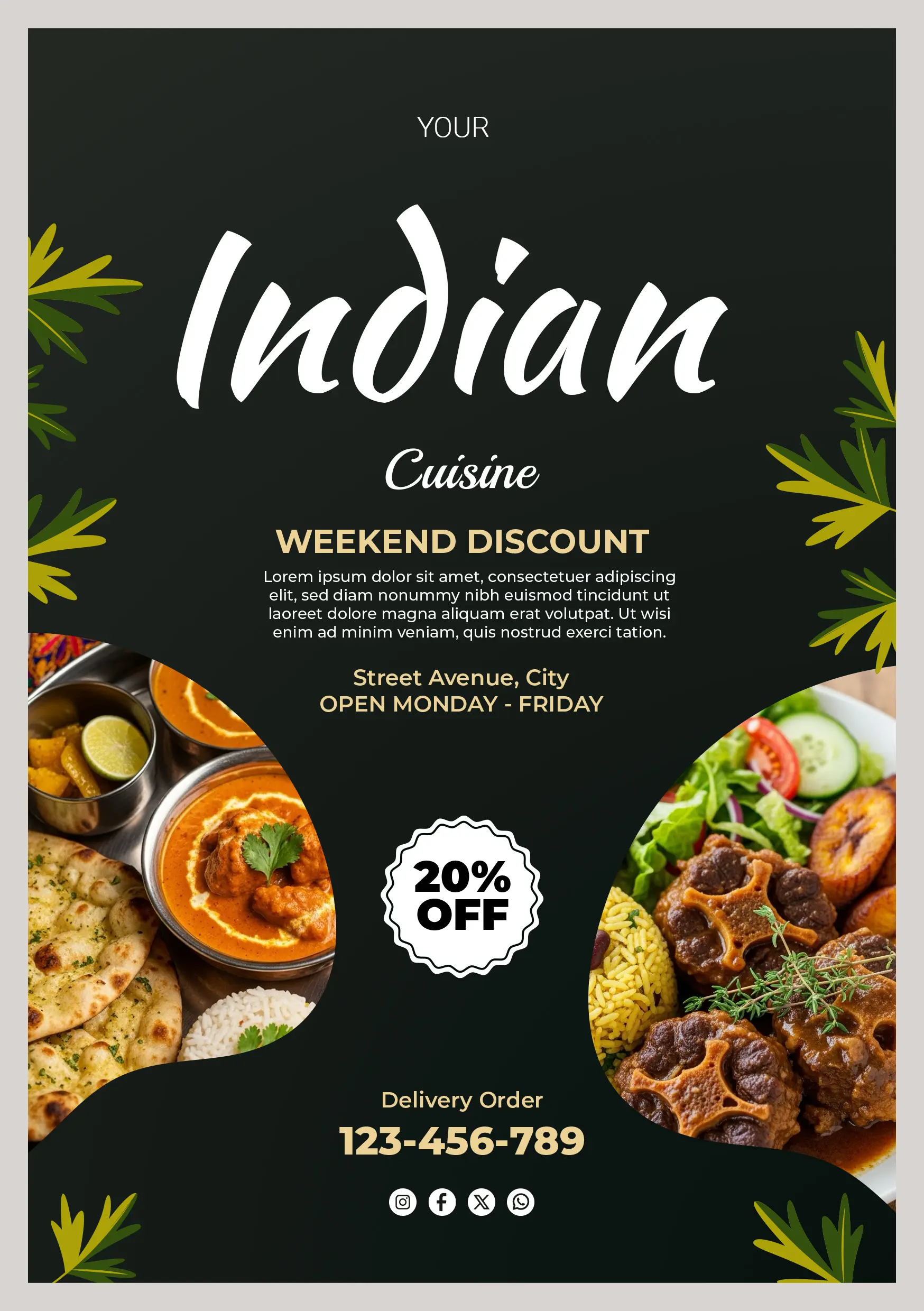 Indian Cuisine Weekend Discount Flyer Template