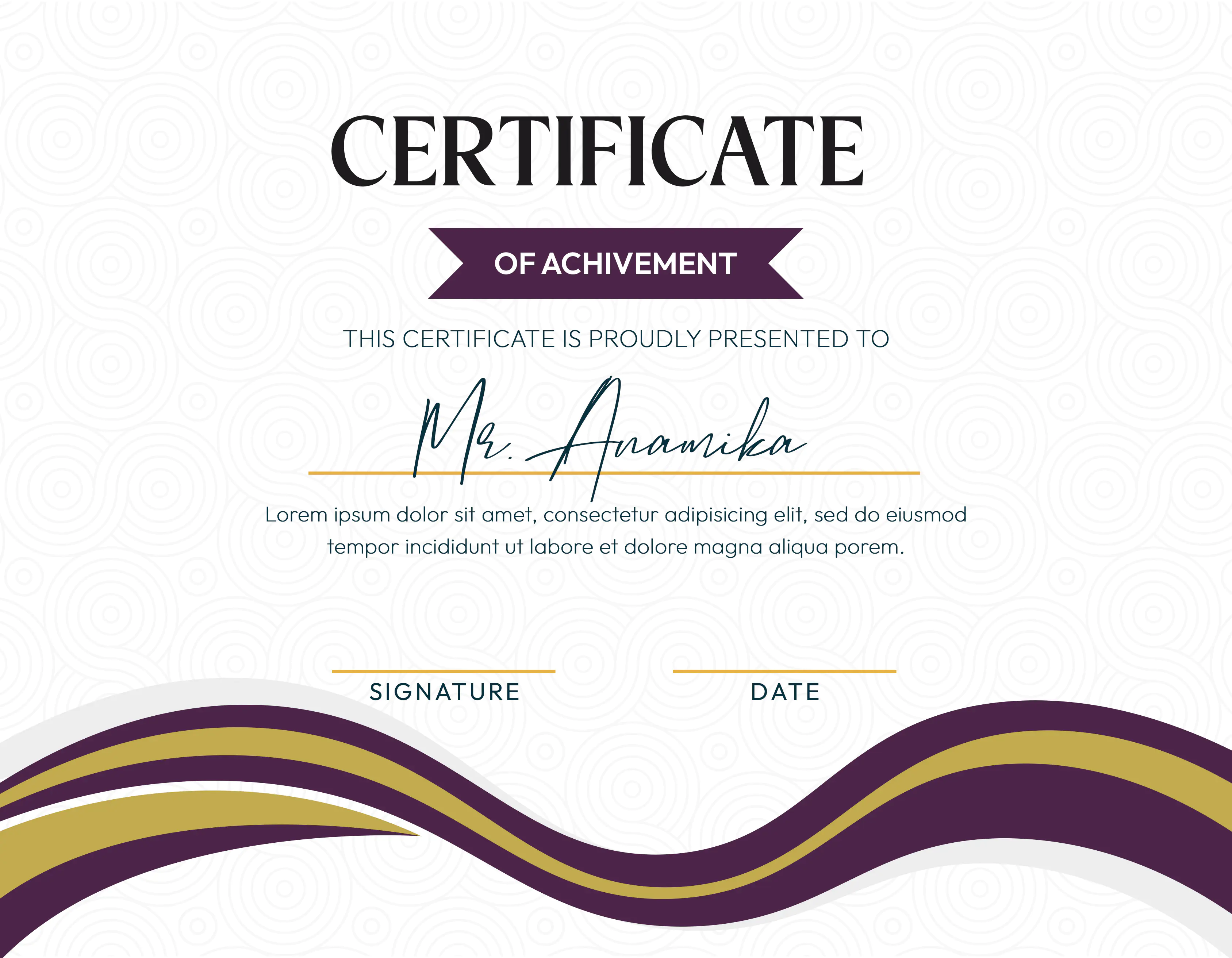 Elegant Purple Achievement Certificate Template