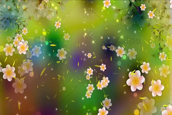 Soft Floral Petals Floating in a Serene Green Background Animation
