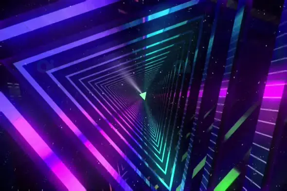 Neon Triangular Tunnel - Futuristic Sci-Fi Motion Graphic