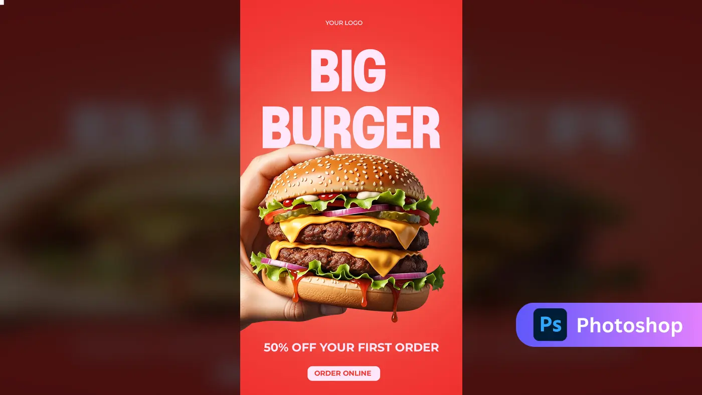 Juicy Double Burger Ad Template