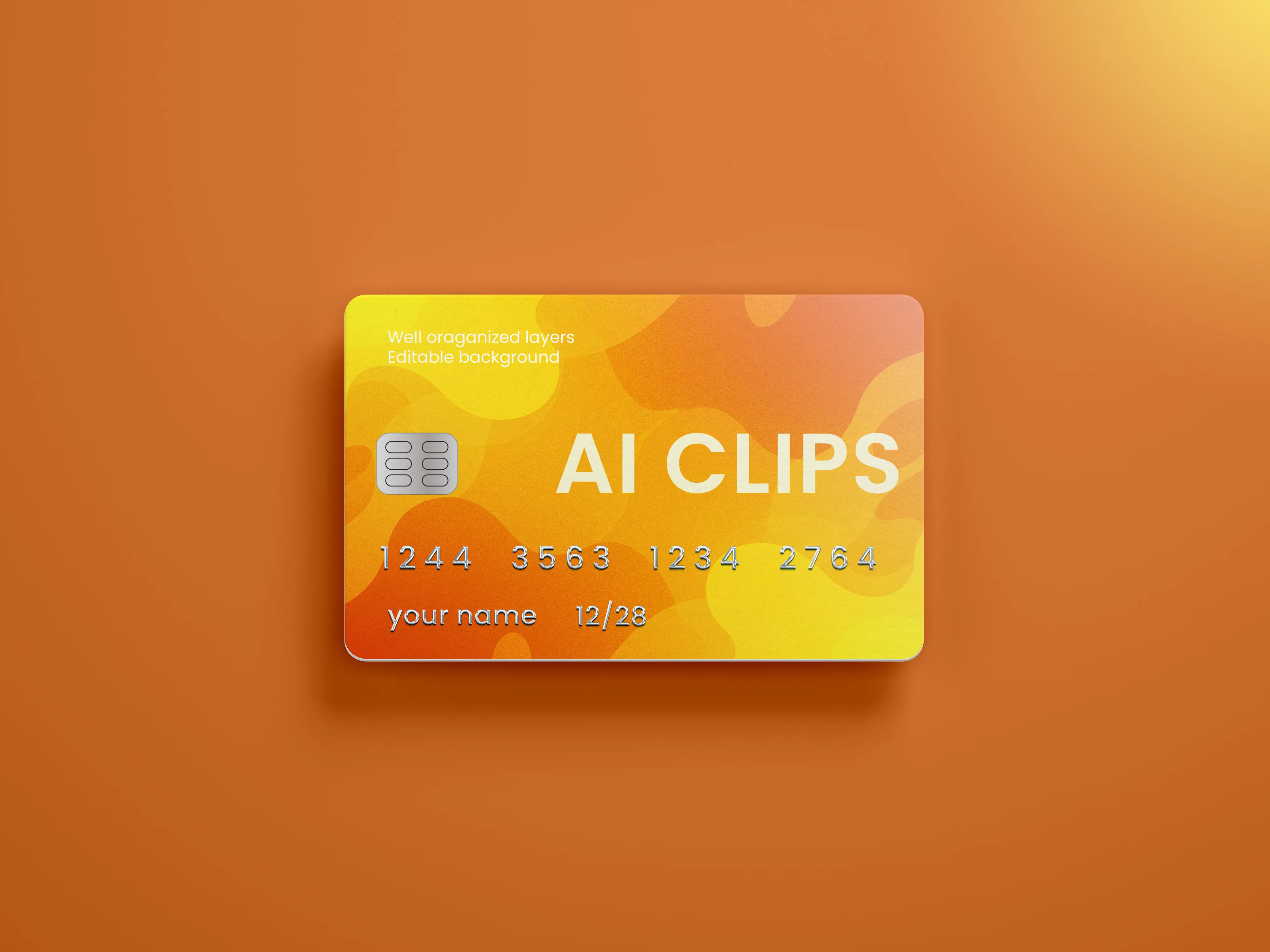 Modern Credit Card Mockup in Orange Tone