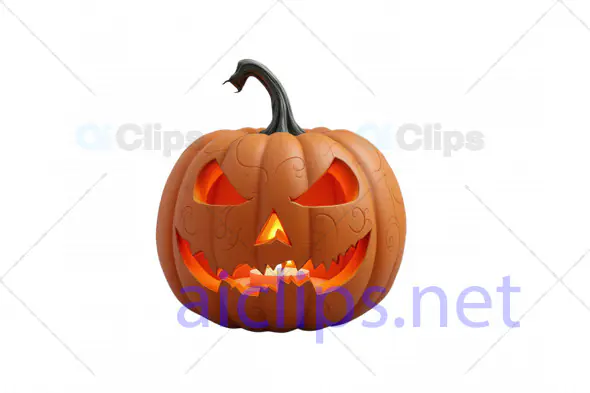 Creepy 3D Carved Halloween Pumpkin Illustration