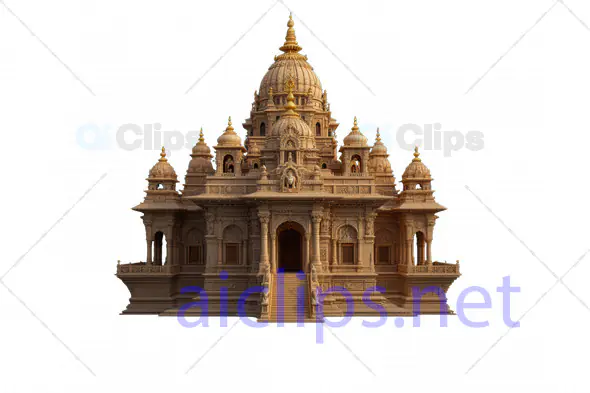 Ornate 3D Indian Temple Model with Grand Dome and Detailed Carvings