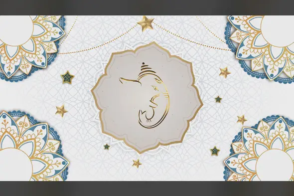 Elegant Ganesh Mandala Design Template with Golden Stars