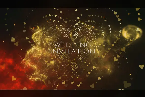 Elegant Golden Hearts Wedding Invitation Template