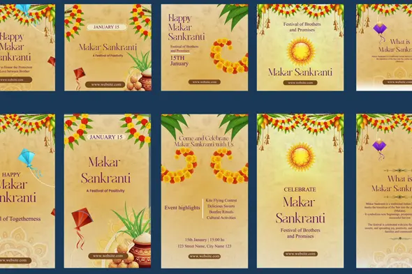 Elegant Makar Sankranti Social Media Pack