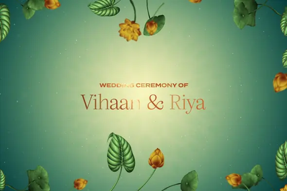 Golden Lotus Wedding Ceremony Invite Template