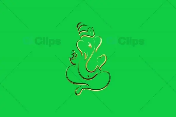 Artistic Golden Ganesha Line Art Animation on Green Screen