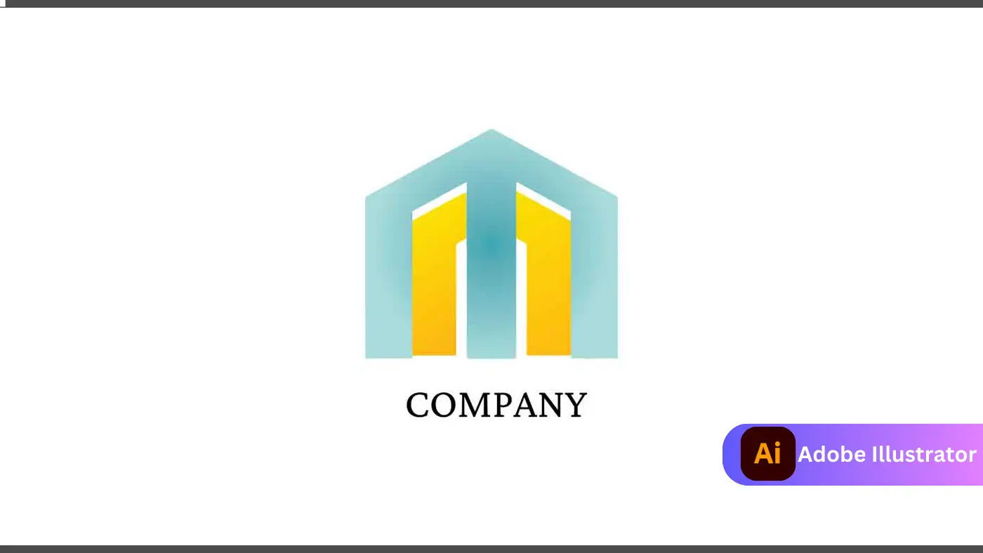 Modern House Shaped Corporate Logo in Turquoise and Yellow