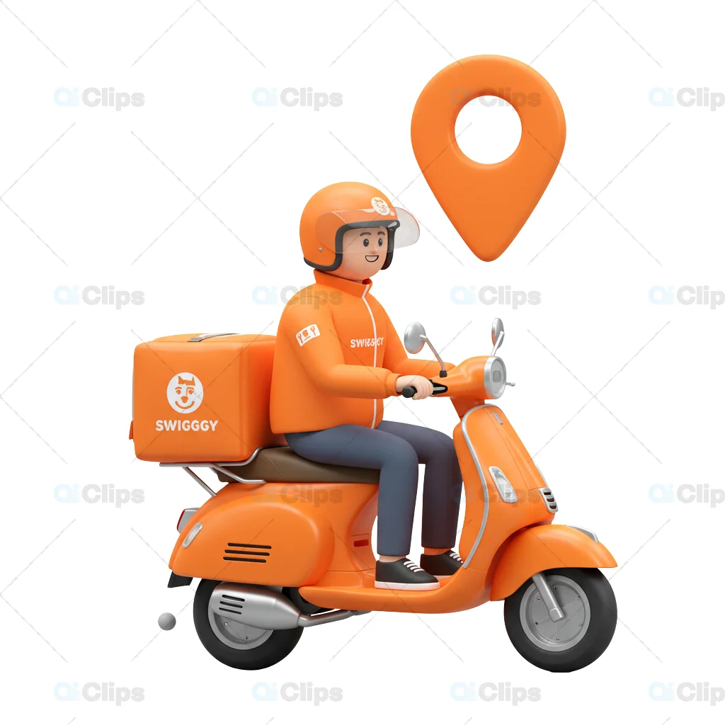 3D Swiggy Delivery Rider on Scooter