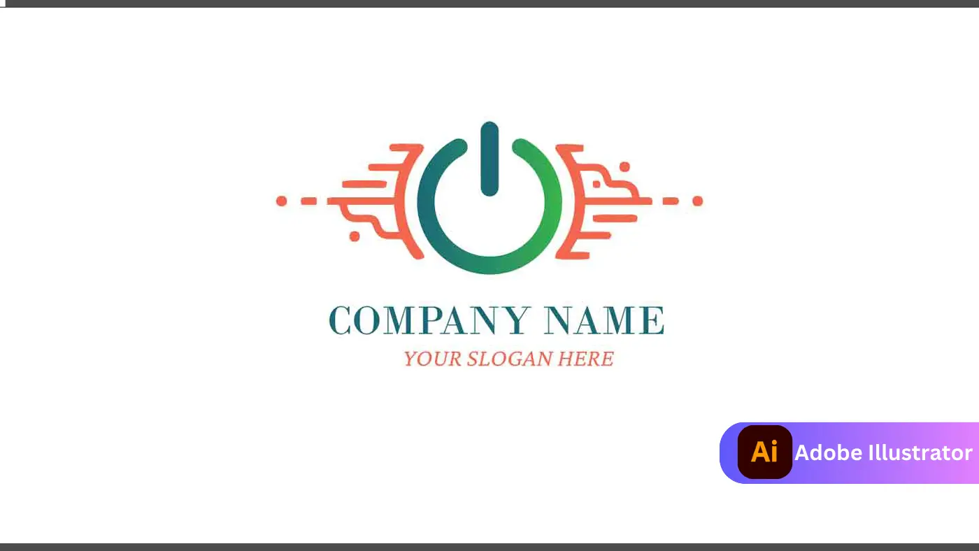 Modern Power Button Tech Logo with Circuit Design