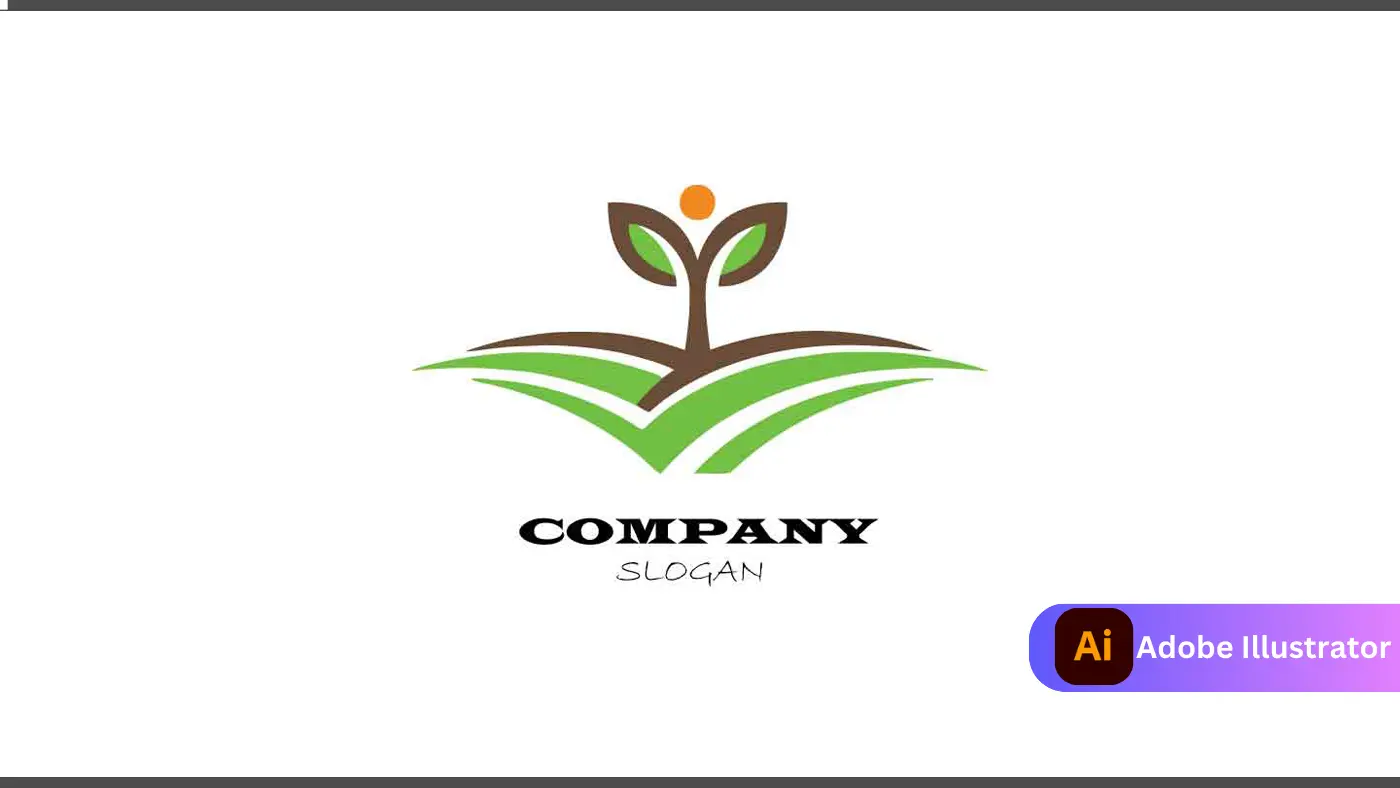 Abstract Agriculture Growth Logo with Curved Fields