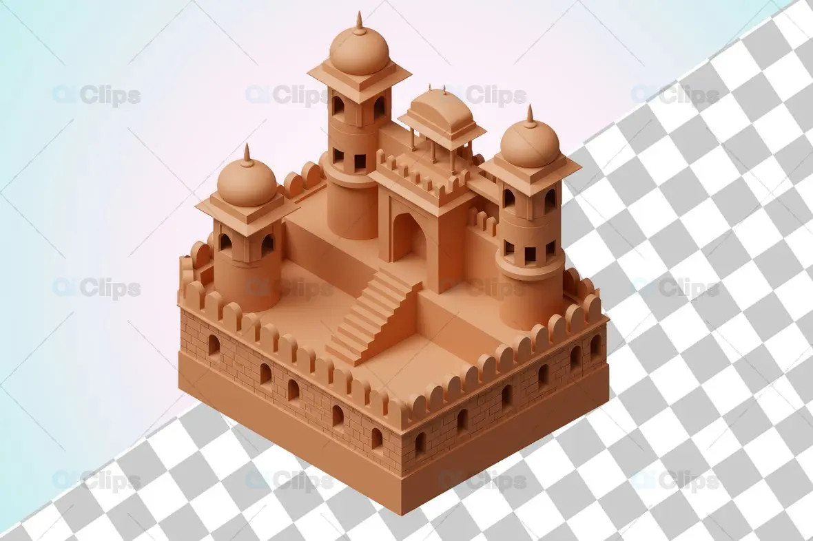 Indian Monument - 3D Isometric Render