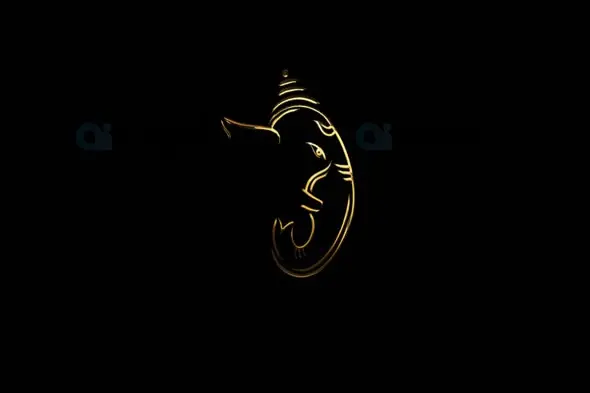 Divine Golden Ganesha Profile Animation with Transparent Alpha