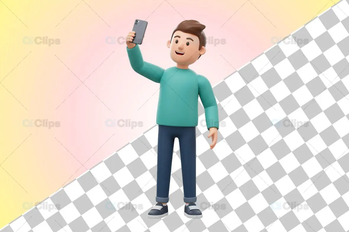 3D Character Taking a Selfie