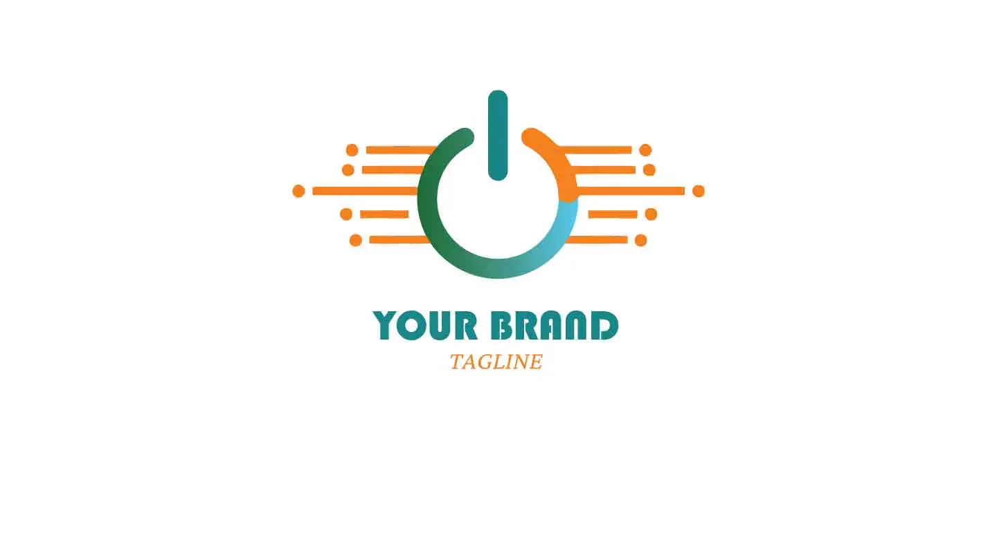 Modern Power Button Technology Logo with Circuit Lines