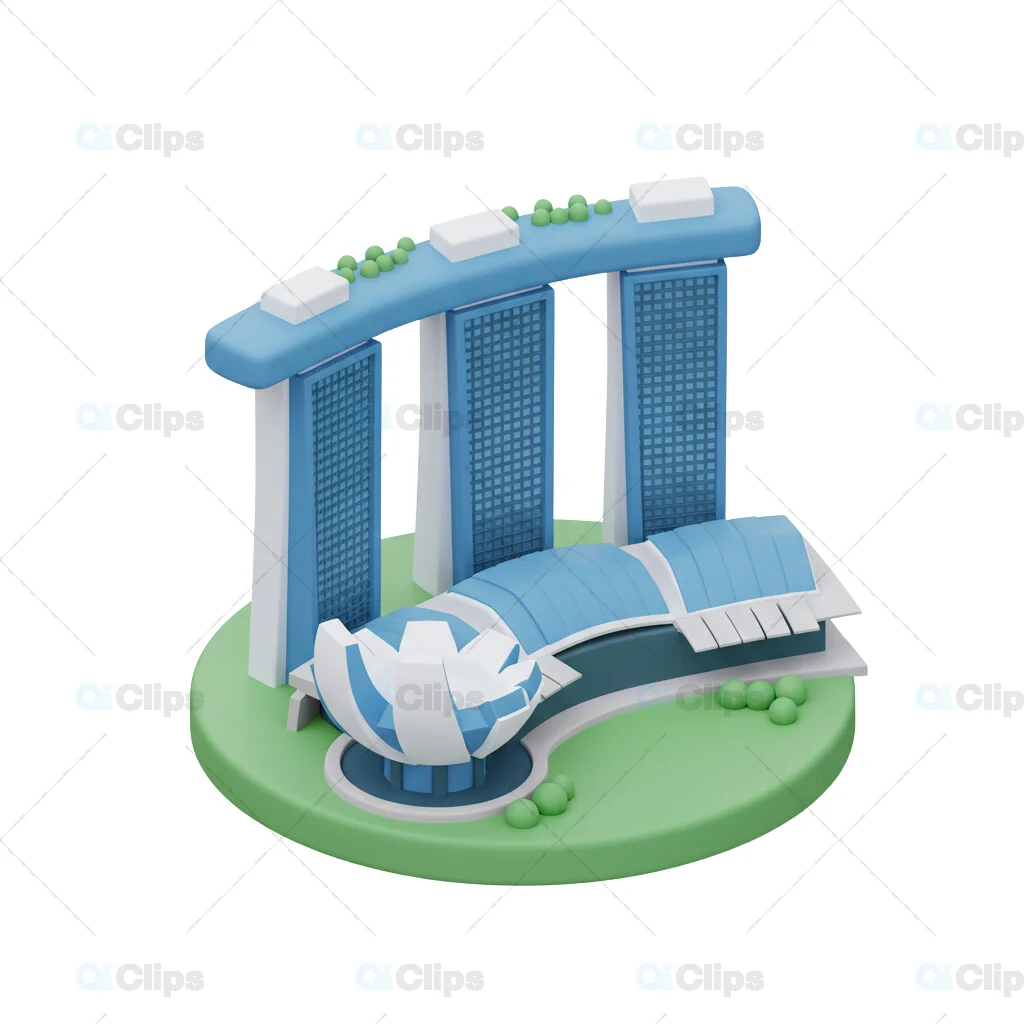 3D Marina Bay Sands and ArtScience Museum Illustration