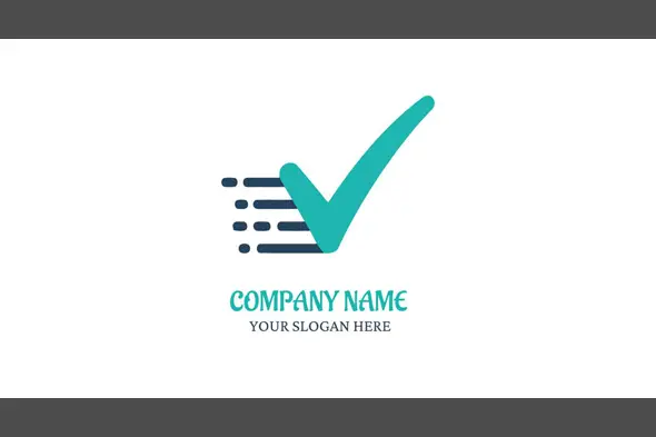 Dynamic Checkmark Logo with Speed Lines