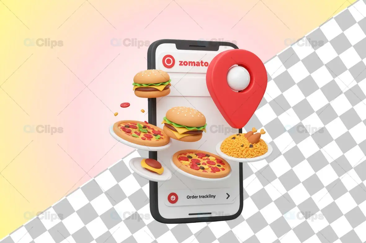 3D Zomato App Food Delivery Concept