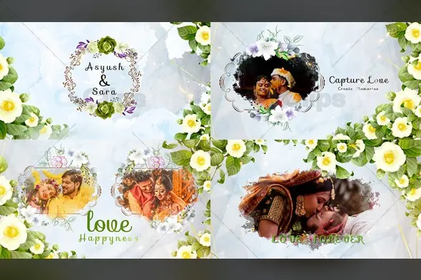 Elegant Floral Wedding Photo Frame Template